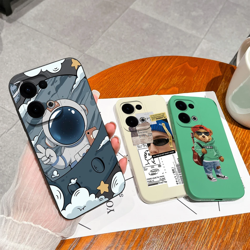 Para Oppo Reno 13 Pro 13F funda de teléfono lindo astronauta cobertura completa Anti caída parachoques para Reno13 F 4G 5G cubierta trasera de silicona líquida - imagen 2