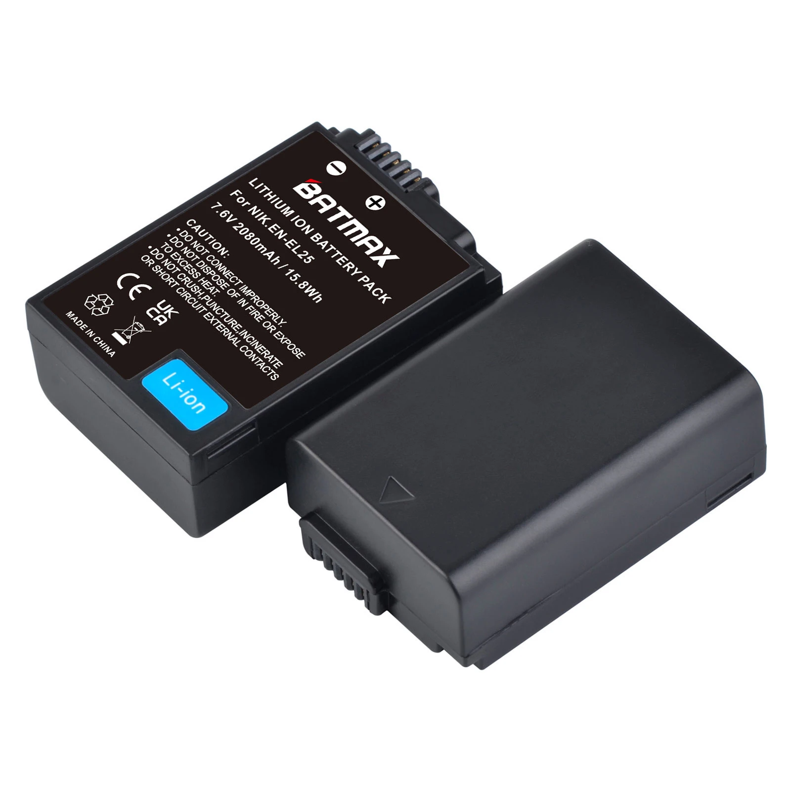 Batería Batmax EN-EL25 EN EL25 2080mAh + cargador dual LED para Nikon Z50, Z50 II, Z30, cargador de cámara ZFC MH-32 - imagen 2