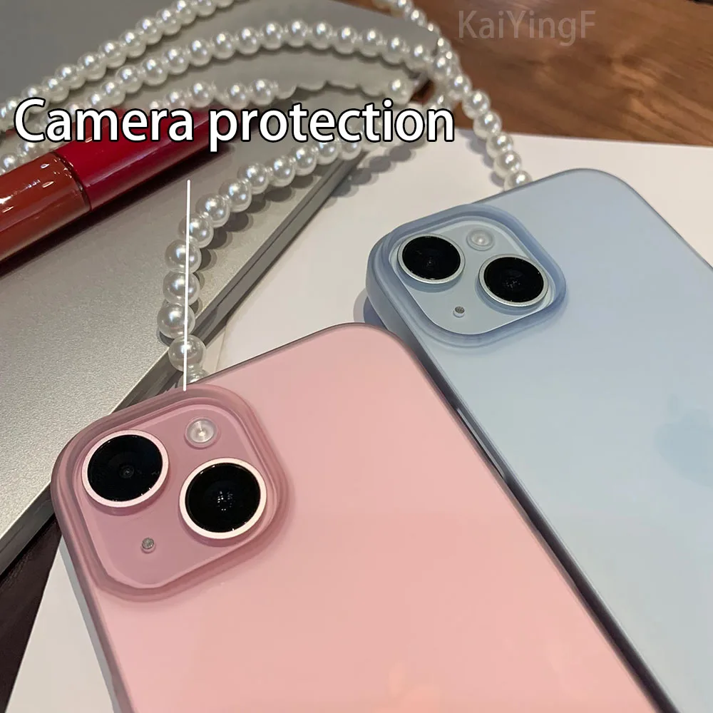 Funda de teléfono ultrafina para iPhone 15, 14, 13, 12, 11 Pro Max Plus, carcasa trasera mate translúcida - imagen 3