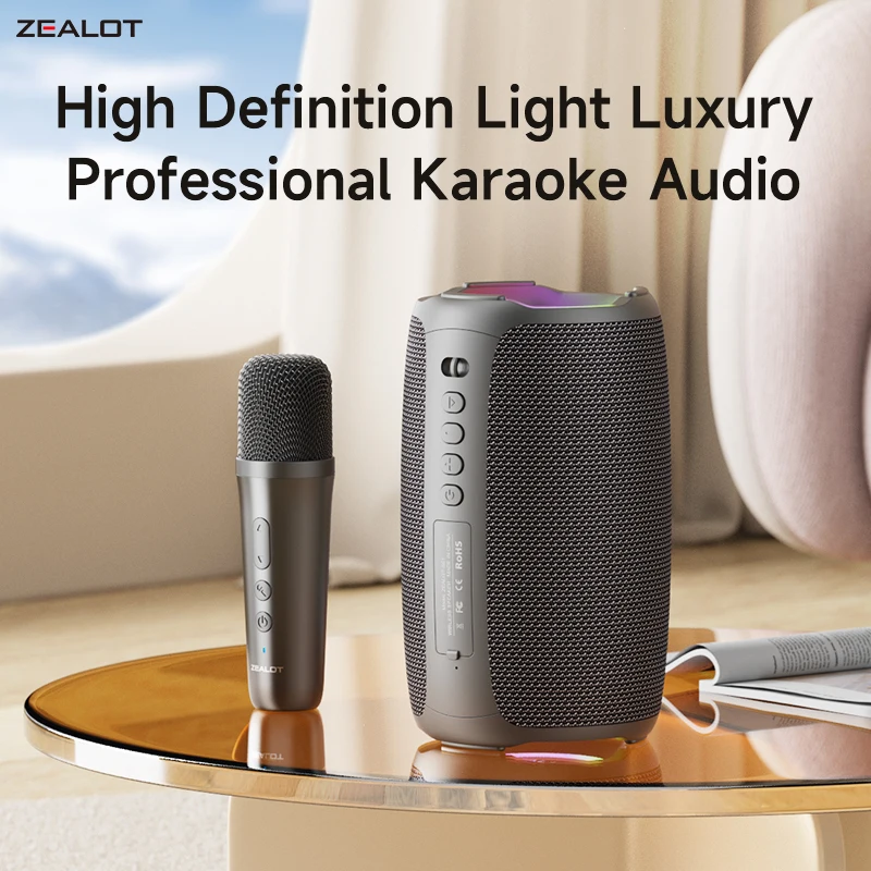 Máquina de Karaoke ZEALOT-S61M, sistema de altavoces portátil Bluetooth 5,3 con 1-2 micrófonos inalámbricos, regalos para cantar en familia en casa