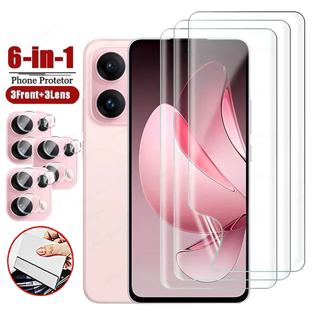 Película de hidrogel suave 6 en 1 para OPPO Reno 13 12 11 10 9 8 7 6 Pro 5G Protector de pantalla en Reno 13 F no película de lente de cámara de vidrio - imagen 2