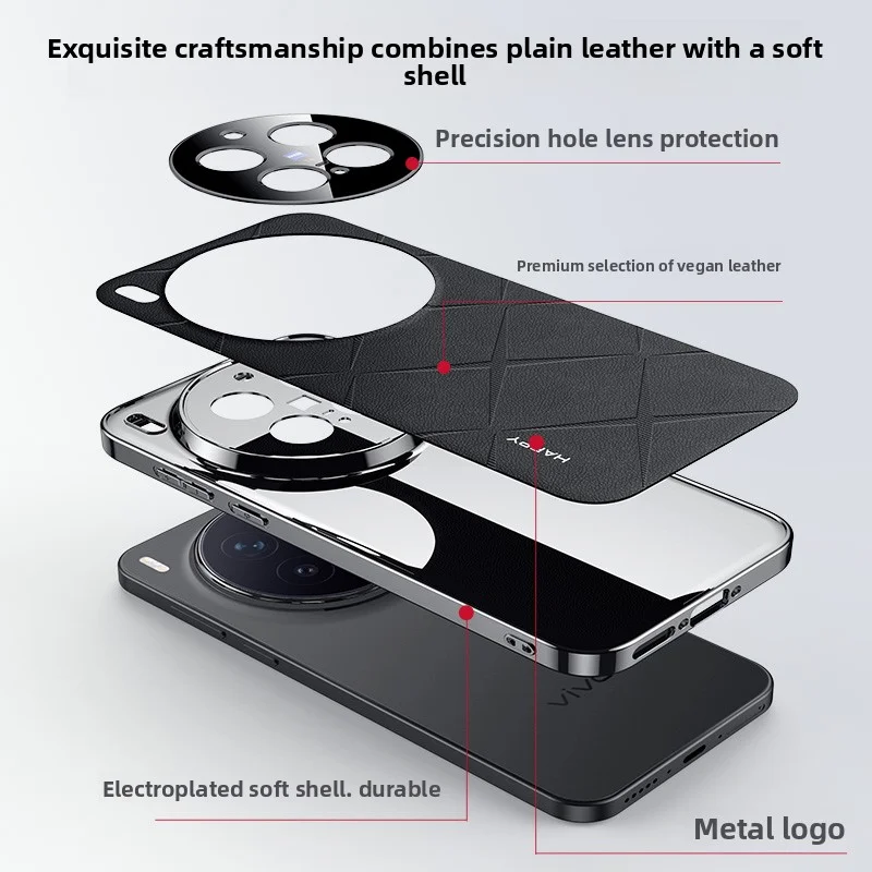 Para VIVO X300 Pro funda de lujo de cuero vegano funda protectora trasera para VIVO X300 X200 Pro Mini x300Pro carcasa de teléfono - imagen 3
