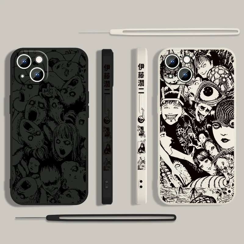 Funda de teléfono Junji Ito Horror Comics para Apple iPhone 15 14 13 12 11 Pro Max Plus 8 7 SE cubierta de capa de cuerda izquierda líquida - imagen 4