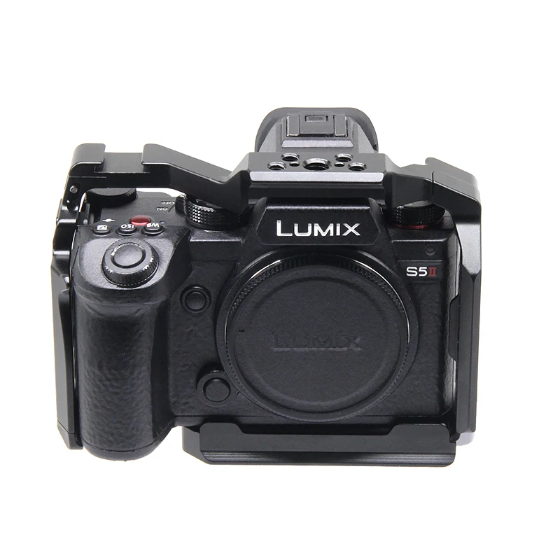 Jaula de cámara para Panasonic LUMIX S5II S52 con montaje de zapata fría y orificio de 1/4 3/8 ", Protector de carcasa de conejo de aleación de aluminio - imagen 3