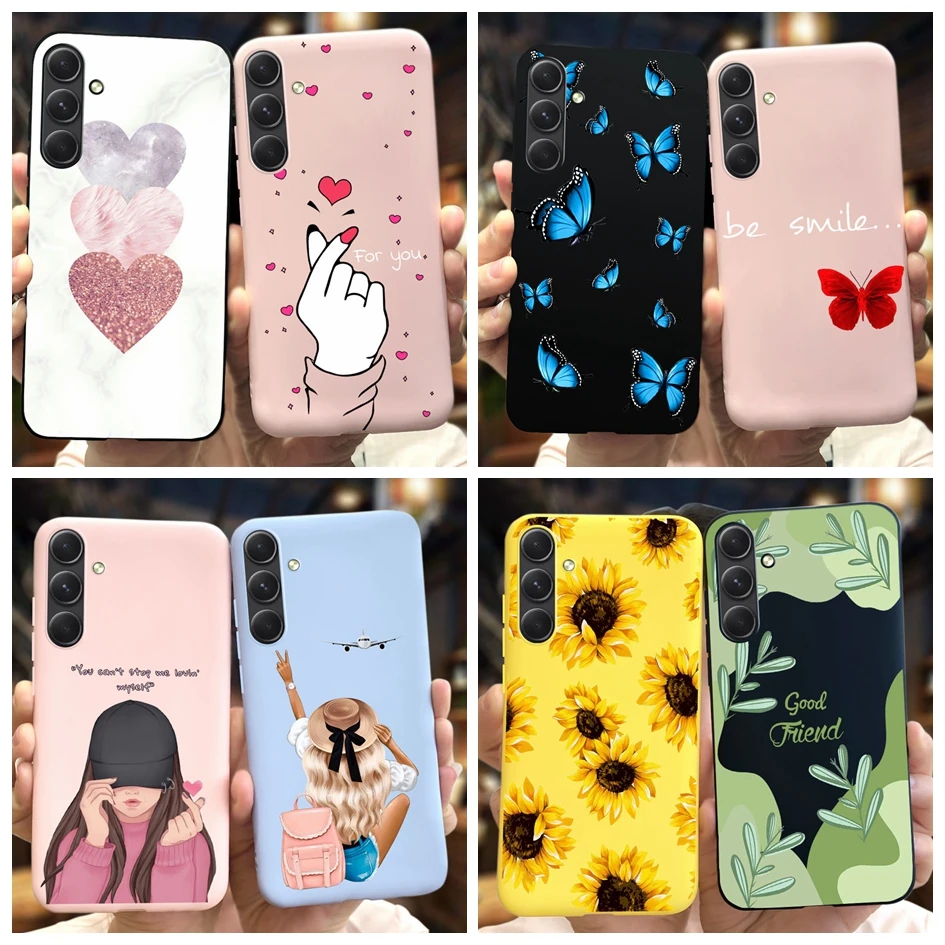 Para Samsung A35 5G Funda SM-A356B Funda lindo amor corazón mariposa Softt TPU Funda protectora para Samsung Galaxy A55 5G A556B Capa