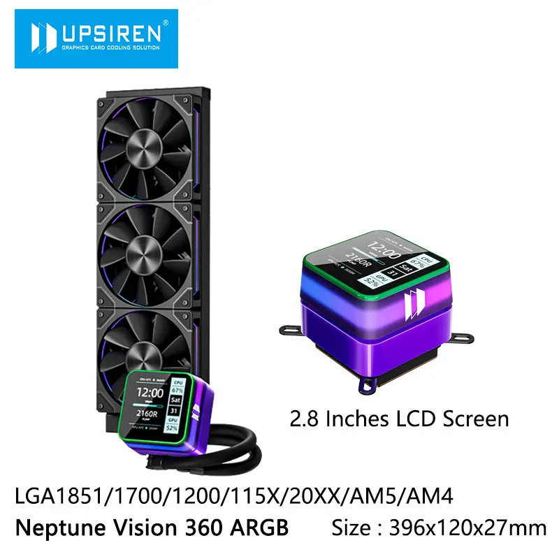 Radiador de refrigeración por agua todo en uno USIREN Neptune Vision 360 ARGB, pantalla Digital LCD de 2,8 pulgadas/soporte LGA1851/1700/115X/AM5 - imagen 2