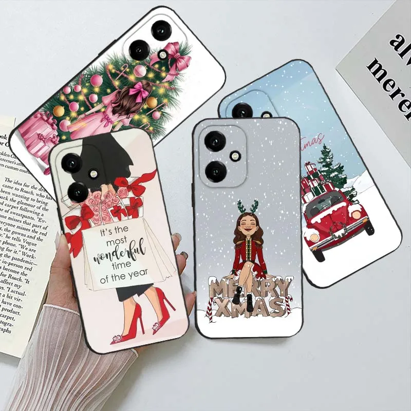 Patrón de Navidad para niñas para Honor X9C X9B X9A X9 X8C X8B X8A X8 X7C X7B X7A X6B X6A X60i X5B 5GBlack funda de teléfono