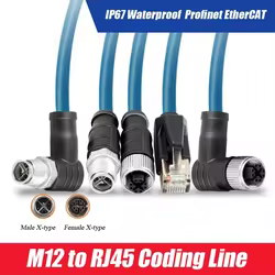Cable Ethernet M12 a RJ45 8 Pines Tipo X – Ángulo Recto Cadena Arrastre
