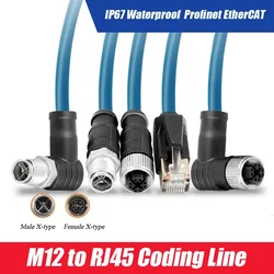 Cable Ethernet M12 a RJ45 8 Pines Tipo X – Ángulo Recto Cadena Arrastre