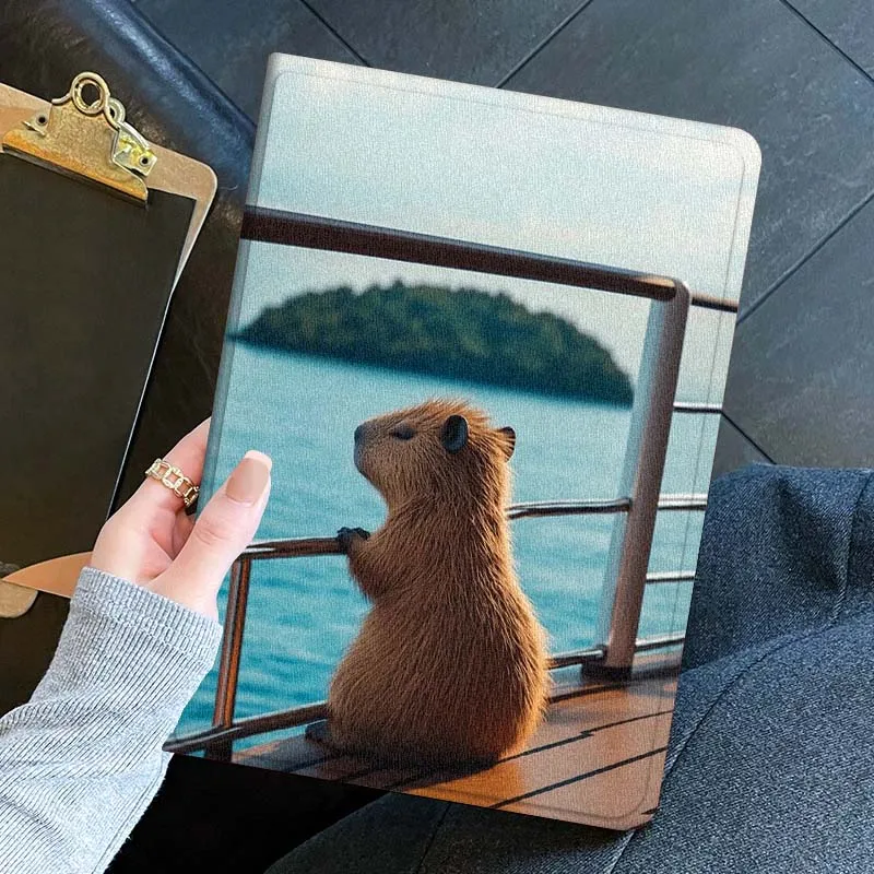 Cool Cute Capybara creativo para iPad Pro Mini 1 2 3 4 5 6 7 7ta generación 12,9 10,5 13 11 7,9 8,3 M4 pulgadas funda para tableta