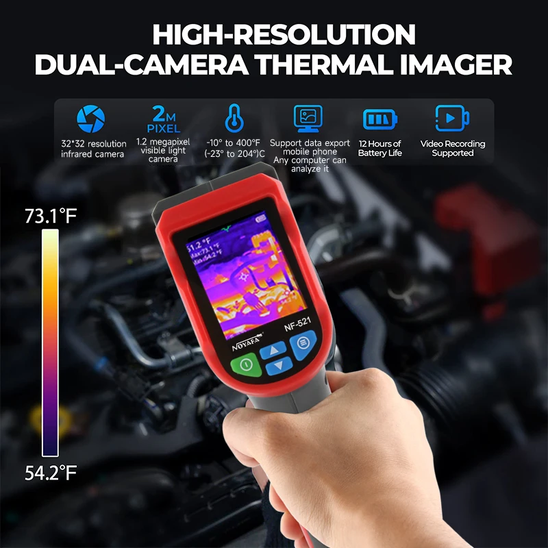 NOYAFA NF-521 Professional Thermal Imaging Camera -20~400°C Thermal Imager Handheld Thermal Camera for Home Inspection - imagen 4