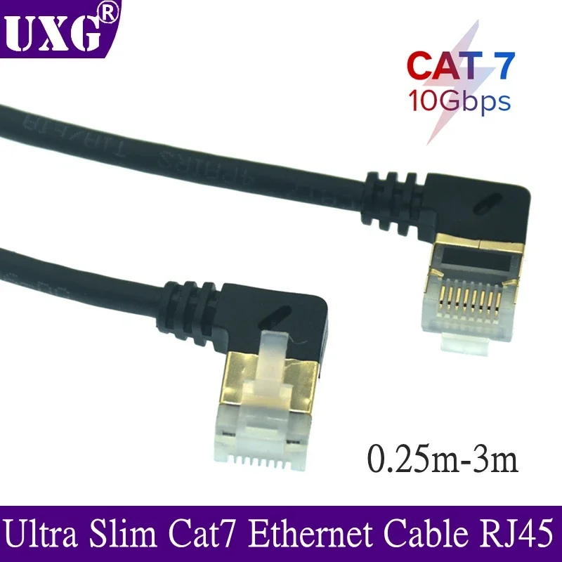 Cable Lan RJ45 Cat7 de 10Gbps, Cable de red UTP RJ45, Cable Ethernet para Cat6, Compatible con Cable de parche de 90 grados hacia arriba y abajo, ángulo recto - imagen 2