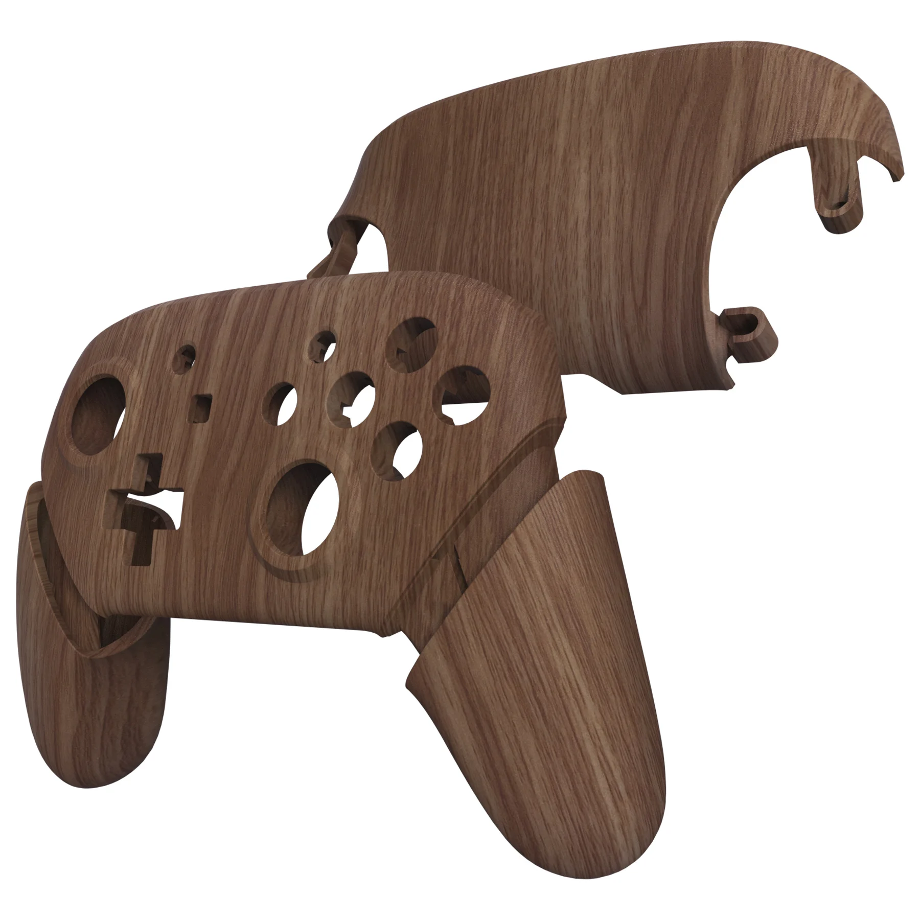 EXtremeRate-manijas de placa posterior para Nintendo Switch Pro, mango de placa frontal, grano de madera, tacto suave, botones de carcasa de repuesto - imagen 3