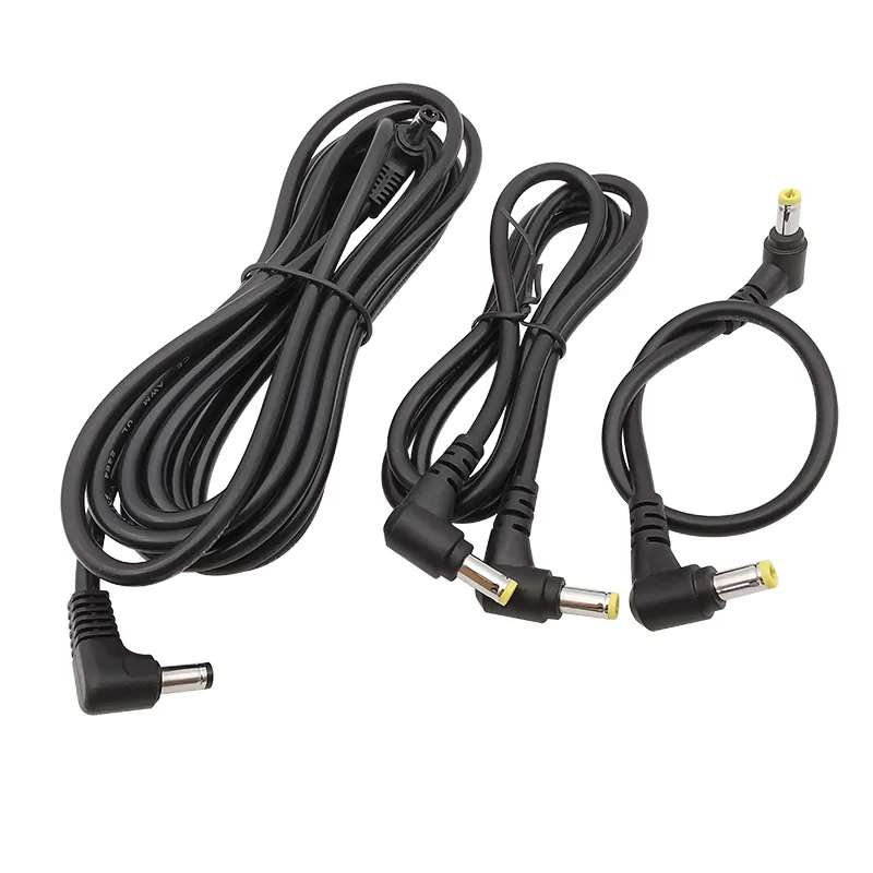 Enchufe de alimentación de CC de ángulo recto, conector de Cable de extensión de CC macho a macho de 5,5x2,5mm, Compatible con tira LED de cámara CCTV de 5,5x2,1mm