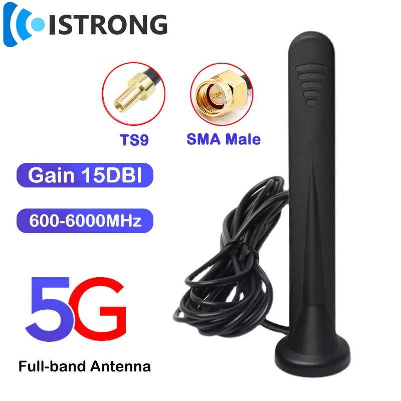Antena con ventosa impermeable 5G 4G 3G GSM 15dbi amplificador de banda completa de alta ganancia amplificador de señal exterior TS9 SMA macho para módem enrutador - imagen 3