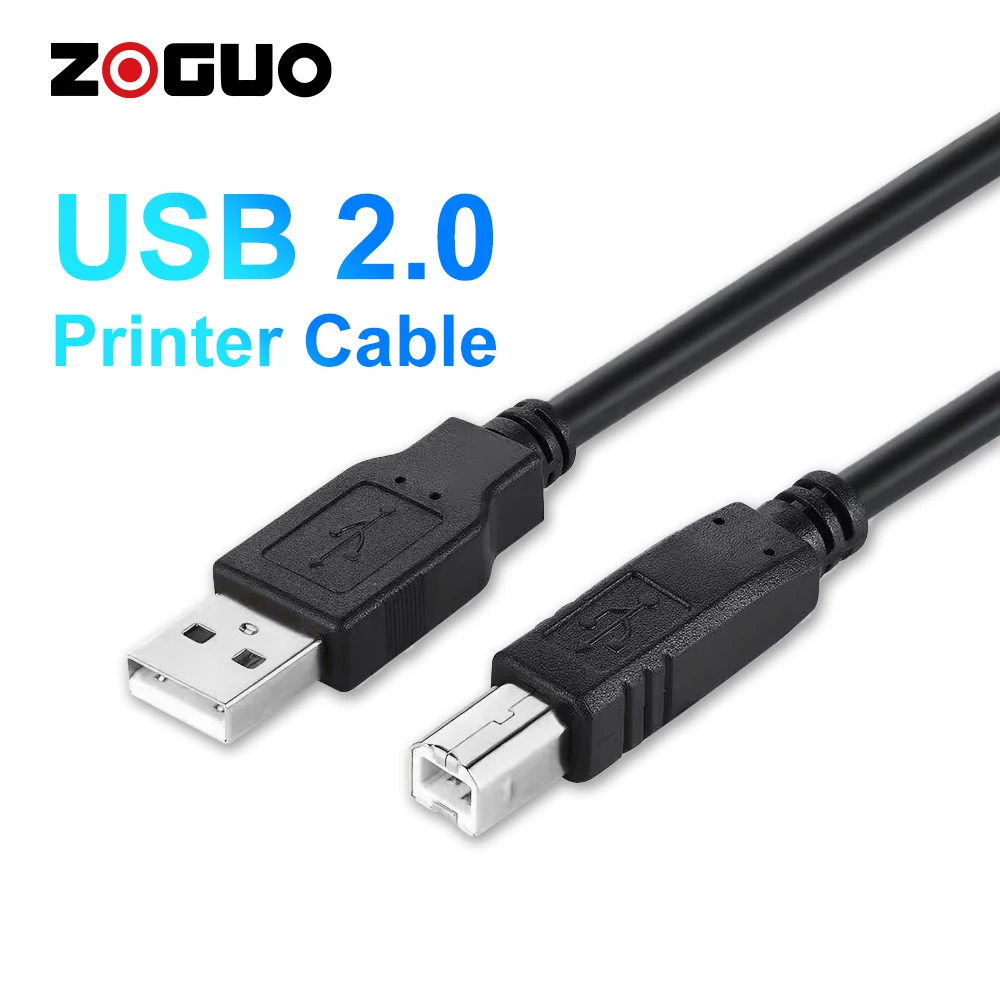 ZOGUO-Cable de impresora USB 2,0, Cable de USB-A a USB-B, escáner de alta velocidad, para HP, Canon, Dell, Epson, Xerox, Samsung, Piano