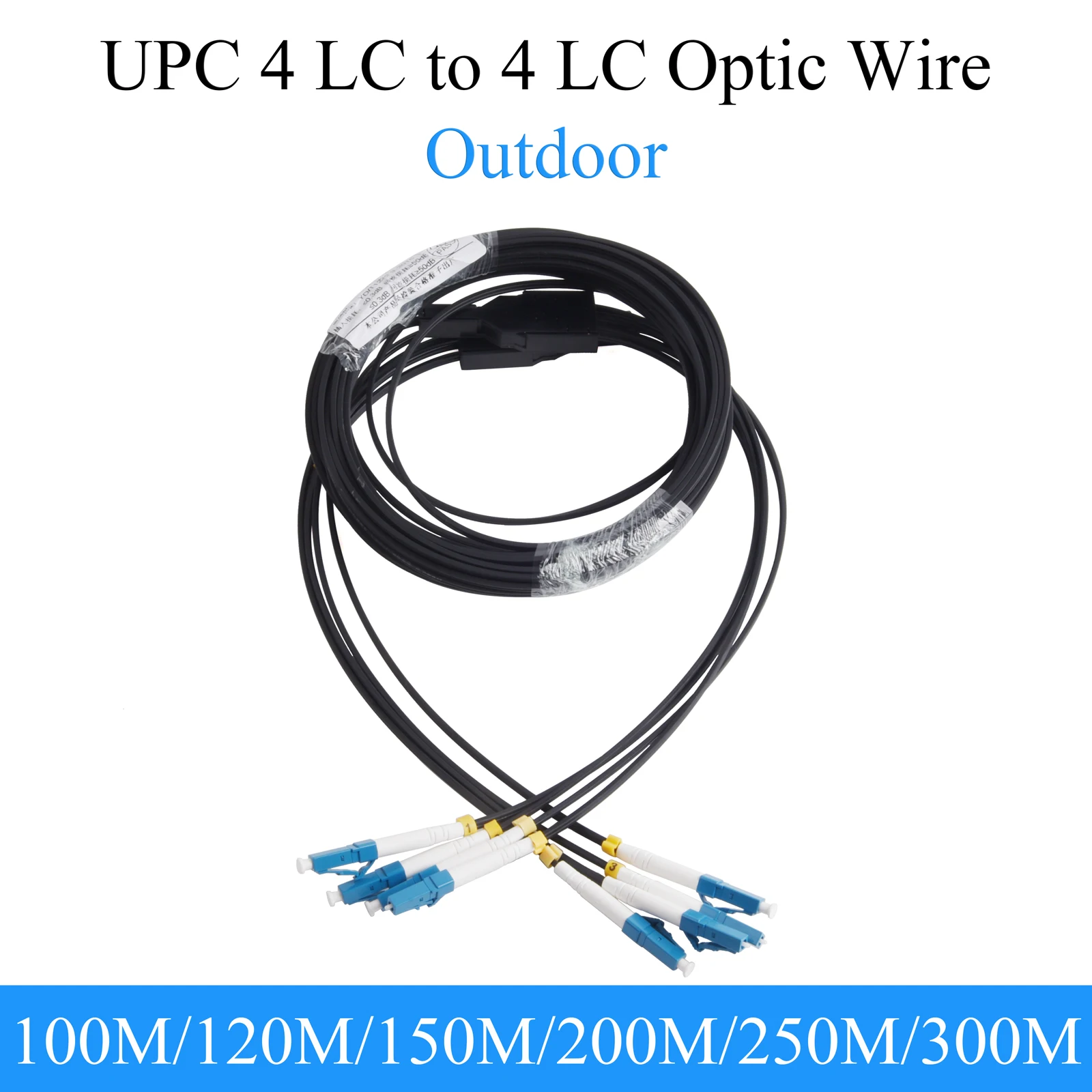 Cable de extensión de fibra óptica UPC 4 LC a 4 LC línea de conversión exterior monomodo de 4 núcleos 100M/120M/150M/200M/250M/300M Cable óptico