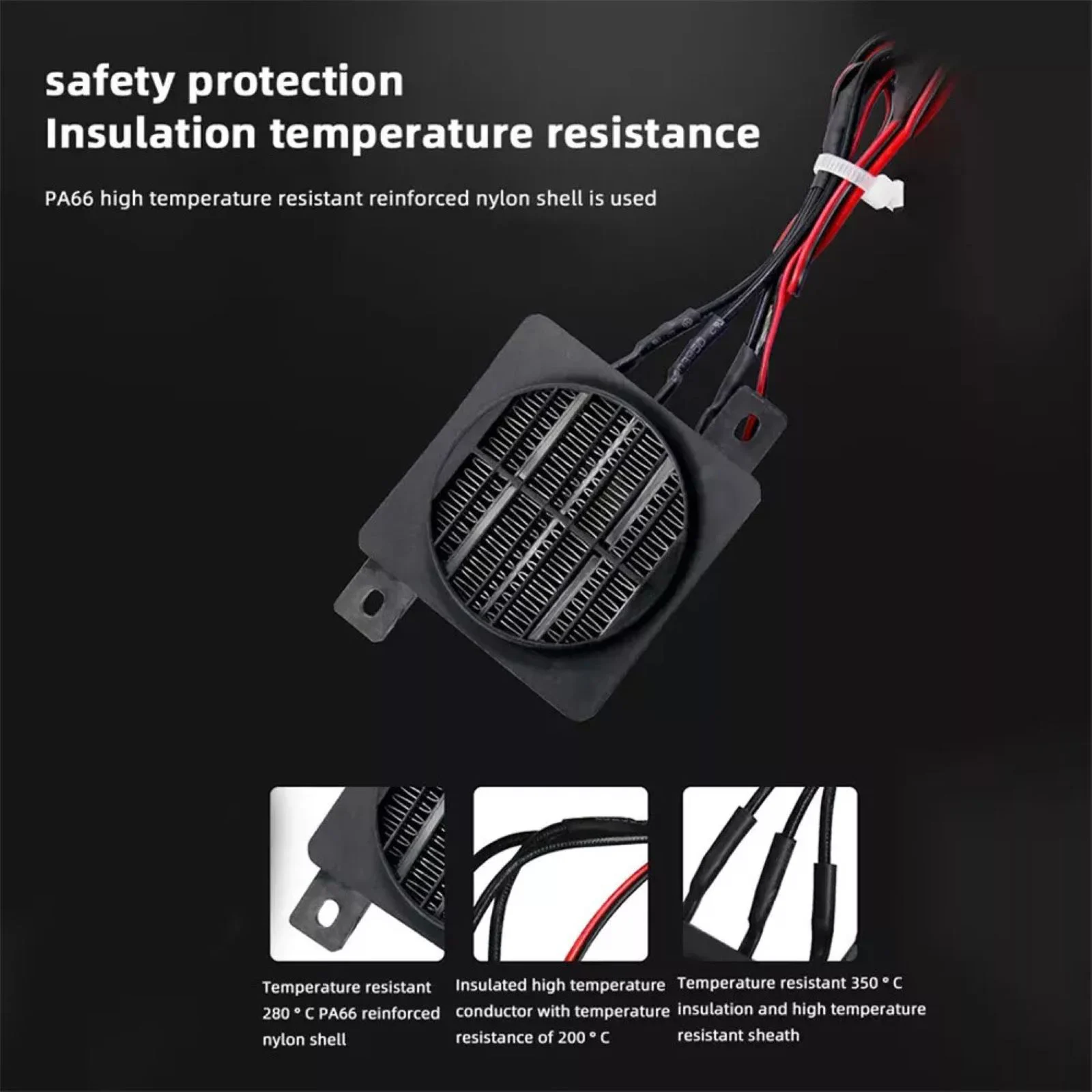 Calentador PTC de 12V y 100W, calentador de temperatura constante de cerámica con ventilador, calentador eléctrico PTC, elemento calefactor de aire de incubación PTC - imagen 5