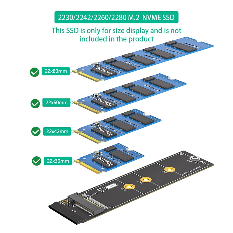 20CM 270 grados M Key PCIE 4,0 X4 NVME SSD Cable de extensión extensor de tarjeta elevadora compatible con PCIE4.0 2230 2242 2260 2280 M.2 NVME SSD - imagen 5