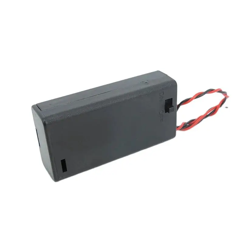 Caja de almacenamiento de batería negra 2AA 2XAA 3V, conector de soporte, interruptor de encendido/apagado con cable conductor h - imagen 4
