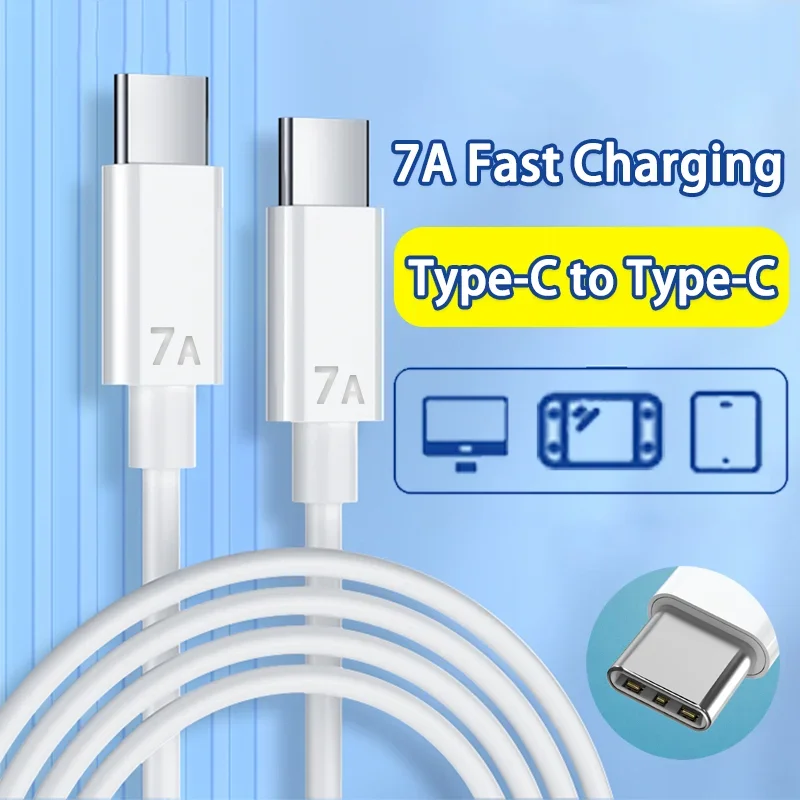 Cable de carga rápida USB C a tipo C 7A para iPhone 15 Cable tipo C para Samsung S21 Xiaomi Refmi Cable de datos de carga rápida para teléfono