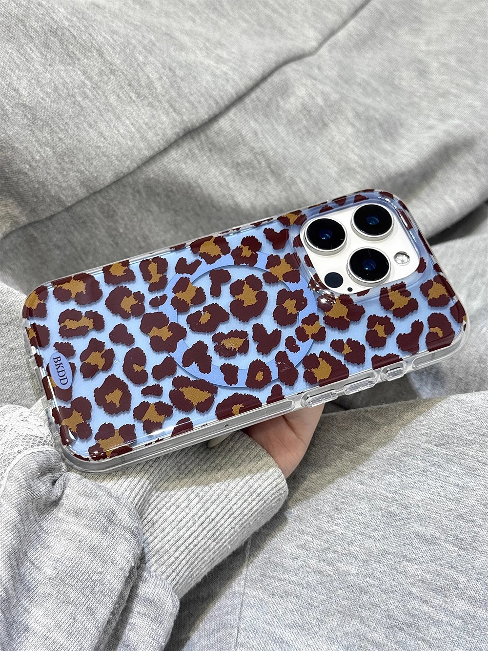 Funda de teléfono 3D de leopardo de lujo para Magsafe Grip Tok, funda con soporte magnético de carga inalámbrica para IPhone 17 16 15 13 Pro Max - imagen 4