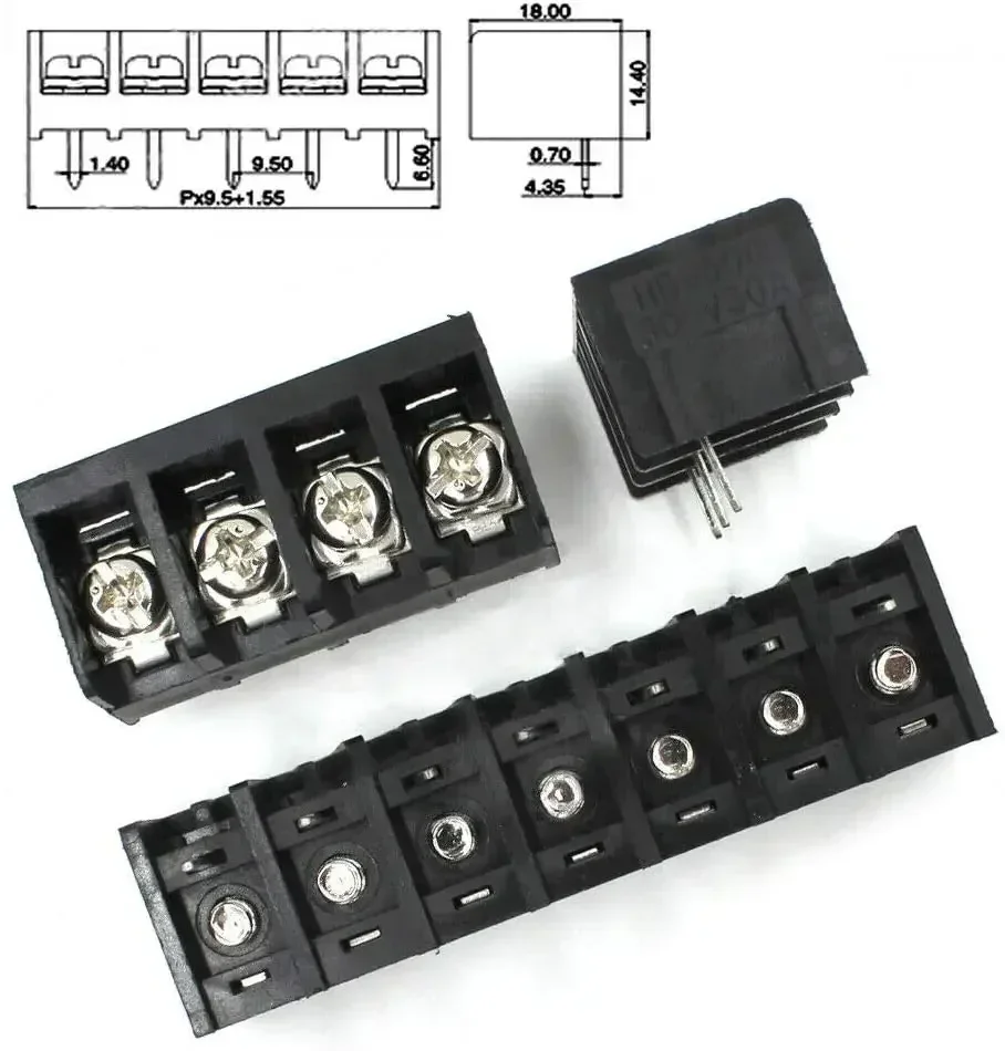Conector de bloque de terminales de tornillo PCB, paso de 9,5 MM, 10 piezas, HB9500, 2p, 3p, 4p, 5p, 6p, 7p, 8p, 9P - imagen 4