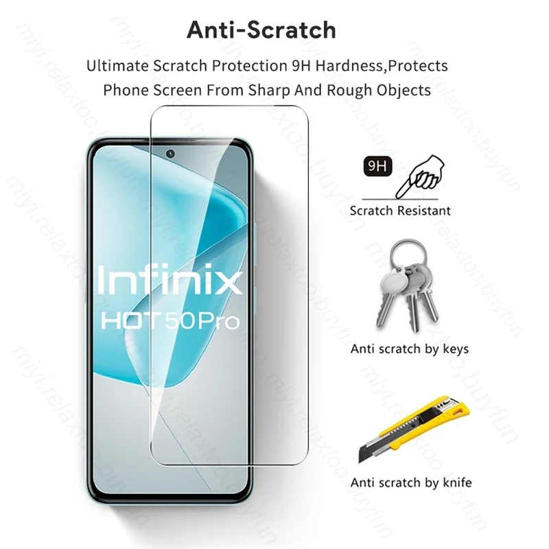Protector de pantalla de vidrio templado 6 en 1 para Infinix Hot50 Hot 50 Pro 50i 4G lente de cámara vidrio protector en Finix Hot50 5G 2024 - imagen 5