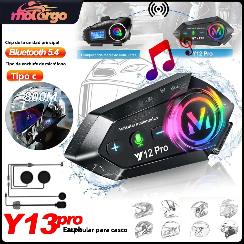 Par Universal de intercomunicador para casco de motocicleta, Chip de 5,4 de doble núcleo, distancia de 500M, IPX6, resistente al agua, para compartir música, auriculares con micrófono 2 en 1 - imagen 2
