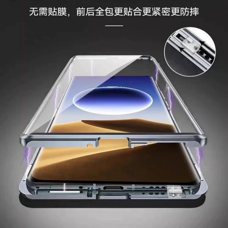 Funda de cuero para Honor Magic 6 Pro 360, cubierta de vidrio templado completo para Magic 6Pro 5G, protección de doble cara, Funda de parachoques - imagen 3