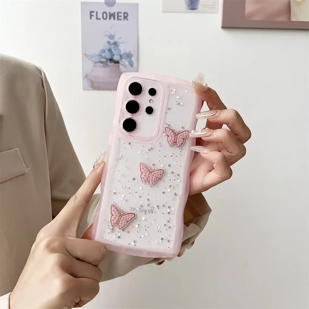 Funda transparente de mariposa para Samsung Galaxy S24, S23 Ultra, S22 Plus, S21, S20 FE, A05, A73, A54, A55, A25, A15, Note 20, Diamante brillante - imagen 4