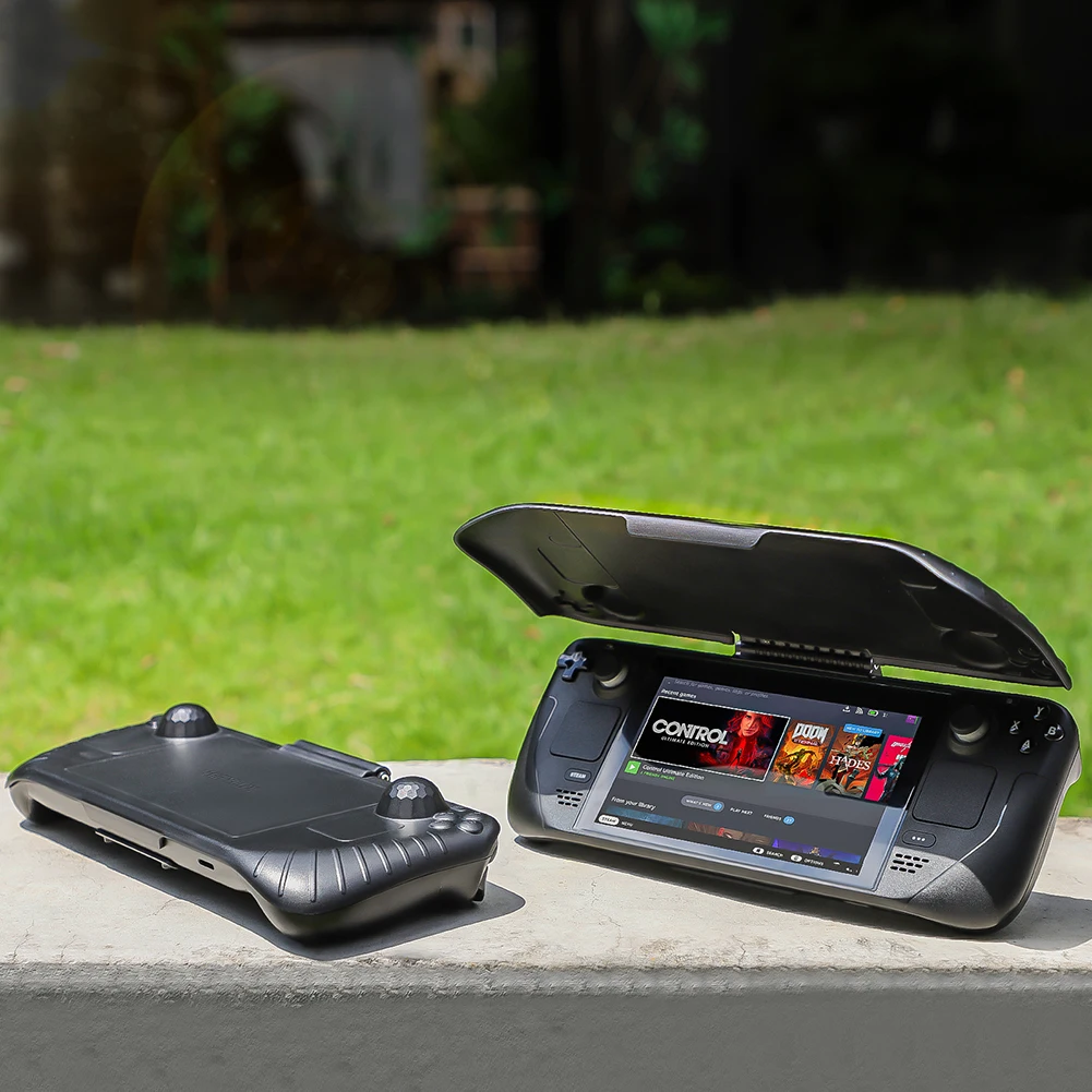 Funda protectora para consola Steam Deck, cubierta trasera + soporte, carcasa de refrigeración, accesorios de juego - imagen 2