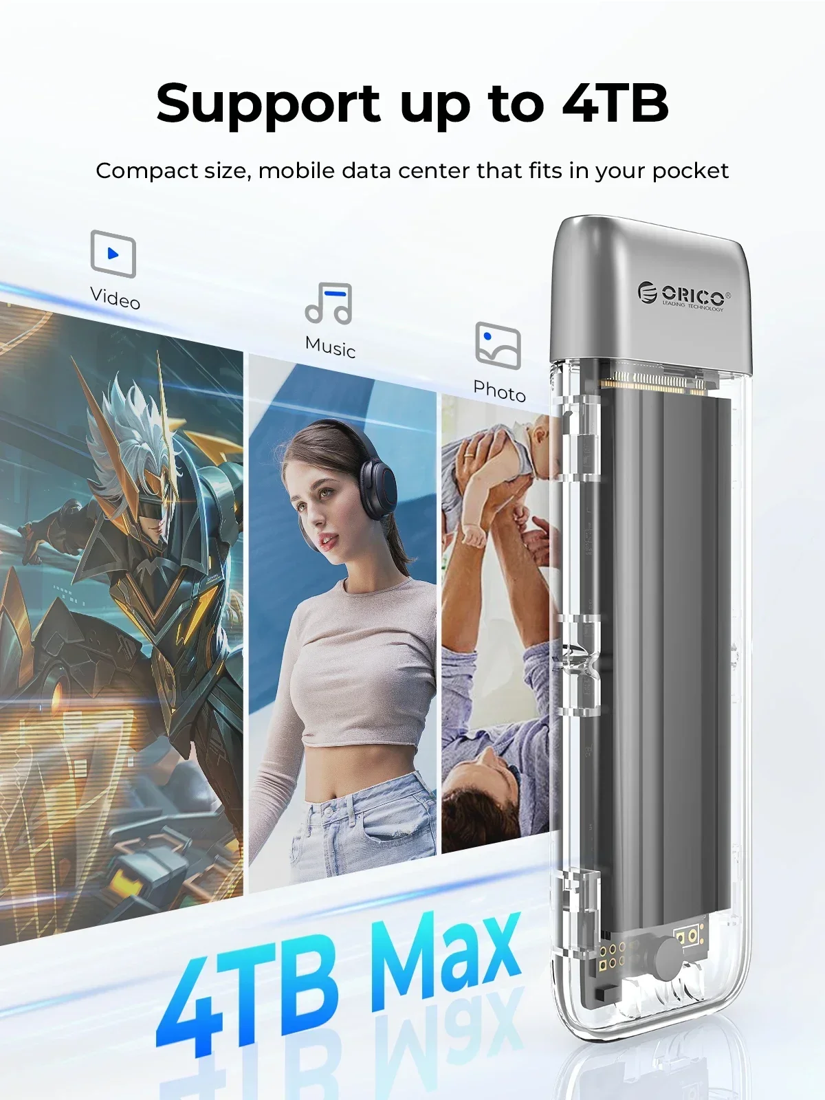 ORICO Caja de disco duro Extemal M.2 NVME SATA SSD Caja de aleación de zinc Herramienta gratis 10Gbps Tipo C Adaptador externo Caja SSD portátil - imagen 3