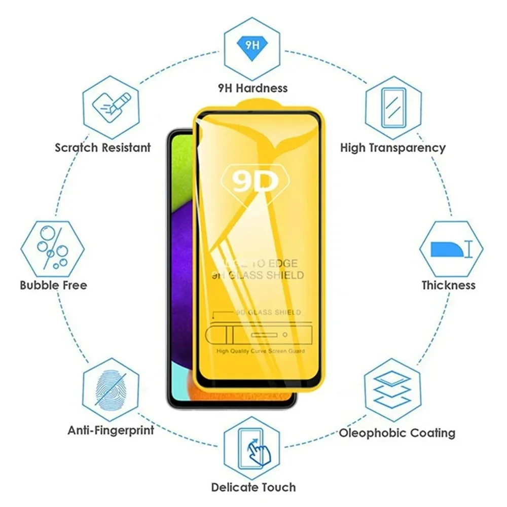 1-4 Uds 9D cubierta completa de vidrio templado para Samsung Galaxy S25 Ultra S24 FE S23 Plus S22 S21 S20 FE A05 A06 A05s Protector de pantalla - imagen 5