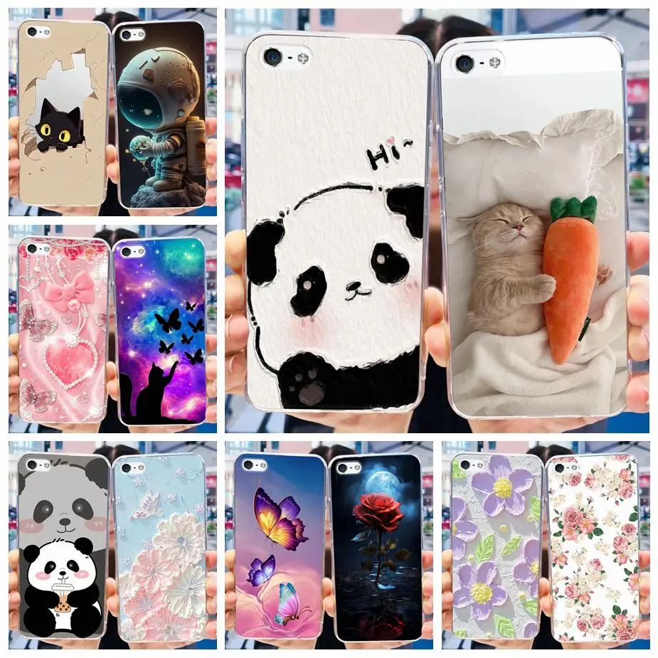 Para Apple iPhone 6 6S Plus funda bonita Panda funda de dibujos animados funda de teléfono de silicona transparente para iPhone 6 Plus iPhone6 iPHone6S carcasa suave