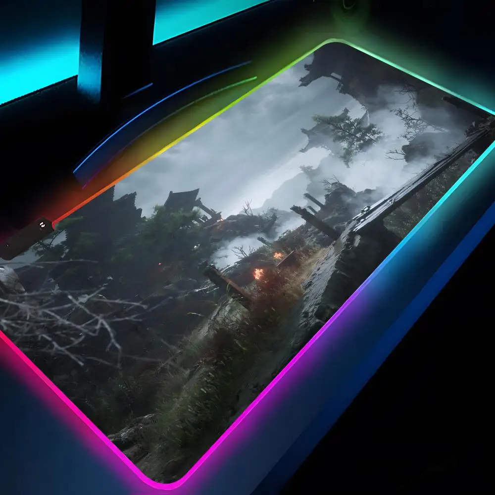 Alfombrilla de ratón Black Myth Wukong XXL RGB, alfombrilla de ratón para juegos HD, accesorios para jugadores, alfombrillas de ratón con luz LED grande, alfombra para PC con retroiluminación - imagen 4