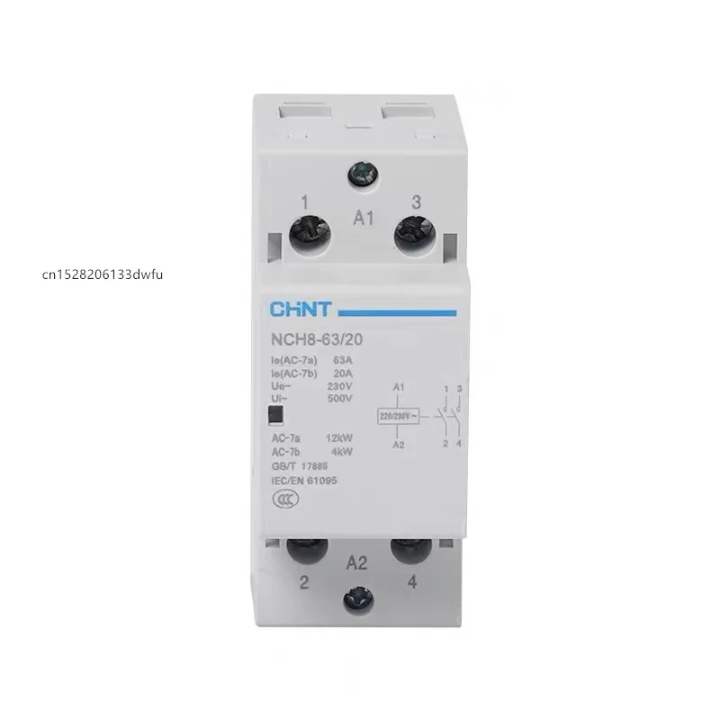 Original CHINT Modular Mini AC Contactor doméstico 220V 230V 400V AC 20A 25A 40A 63A 1NO 1NC 2NO 2NC 4NO NCH8 2 cuatro fases - imagen 3