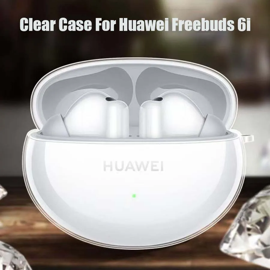 Funda transparente de TPU para Huawei FreeBuds 6i 5i, accesorios protectores para auriculares inalámbricos, funda protectora con cordón de gancho - imagen 5