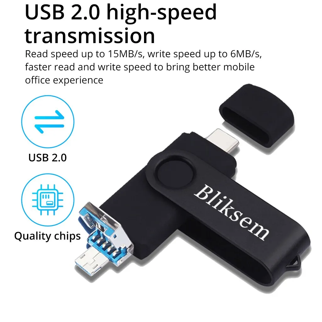 Bliksem 3IN1 Pendrive 64GB TYPE C Memory Stick OTG 64GB 2,0 para PC Teléfono Móvil USB Flash Drive Pen Drive 64GB USB OTG - imagen 3
