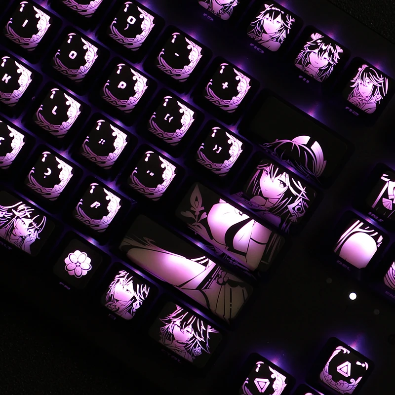 Juego de teclas retroiluminadas de Anime Genshin Impact Yae Miko, revestimiento de PC para Logitech G610 Razer BlackWidow Huntsman Corsair K70, 1 Juego - imagen 4