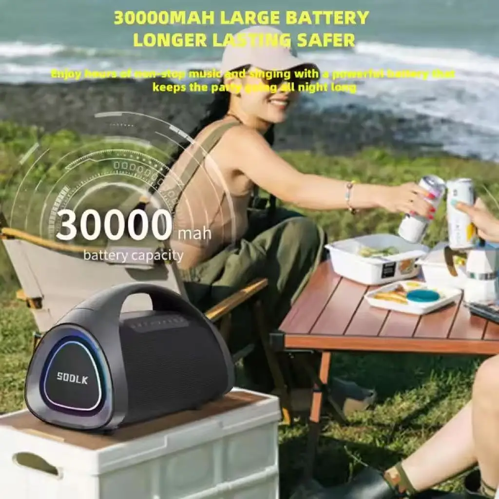 Altavoz Bluetooth inalámbrico portátil de alta potencia de 320W IPX6 resistente al agua graves pesados con micrófonos duales para Karaoke - imagen 5