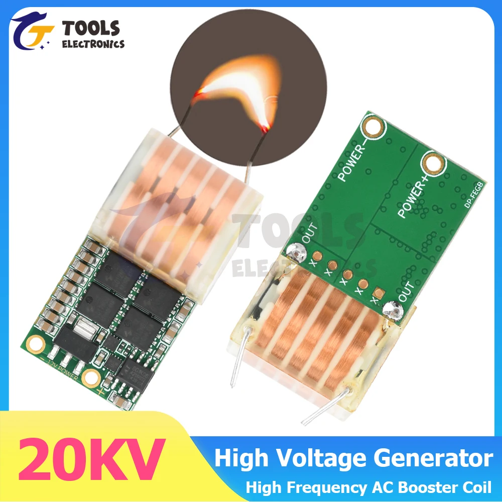 DC 9-12V a AC 20KV Bobina de refuerzo de CA de alta frecuencia Módulo de encendido de alto voltaje Generador de alto voltaje - imagen 2