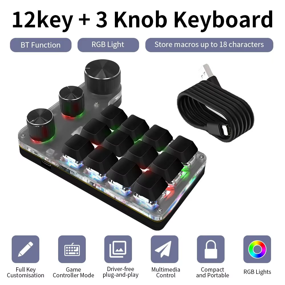 Macropad 12 Teclas RGB – Bluetooth Hotswap Gaming