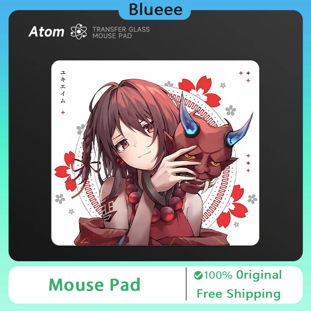 Alfombrilla de ratón para juegos de vidrio ATOM, alfombrilla de ratón suave mejorada personalizada de vidrio templado, alfombrilla de escritorio para juegos de deportes FPS, accesorios para PC
