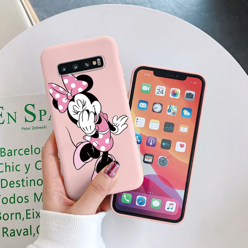 Para Samsung S10 S 10 Plus S10E funda de teléfono Linda rosa Mickey Minnie suave TPU protección a prueba de golpes para Samsung Galaxy S10 - imagen 4