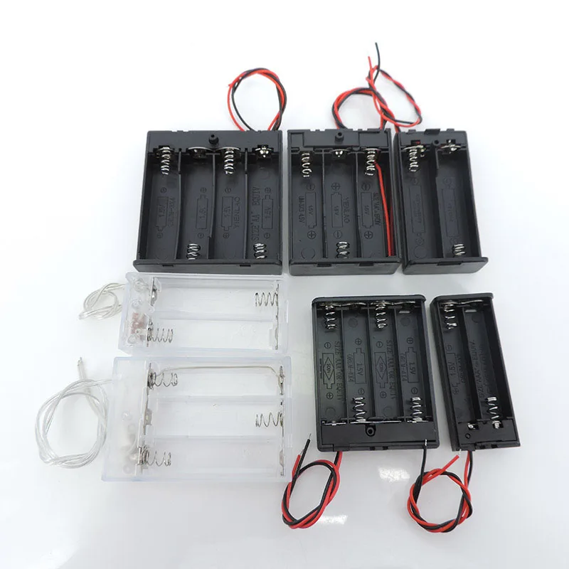 Soporte de batería AA AAA con 2/3/4 ranuras, caja de batería AA de 1,5 V/3V/4,5 V/6V con cables, interruptor de encendido/apagado, tapa de tornillo, cubierta trasera A7, 5 uds.