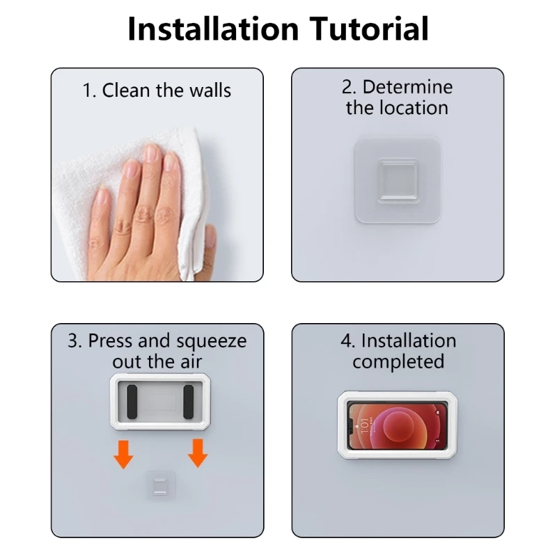 Soporte para teléfono móvil para ducha, soporte giratorio 360 ​​grados para teléfono baño, pantalla táctil para cocina, - imagen 3