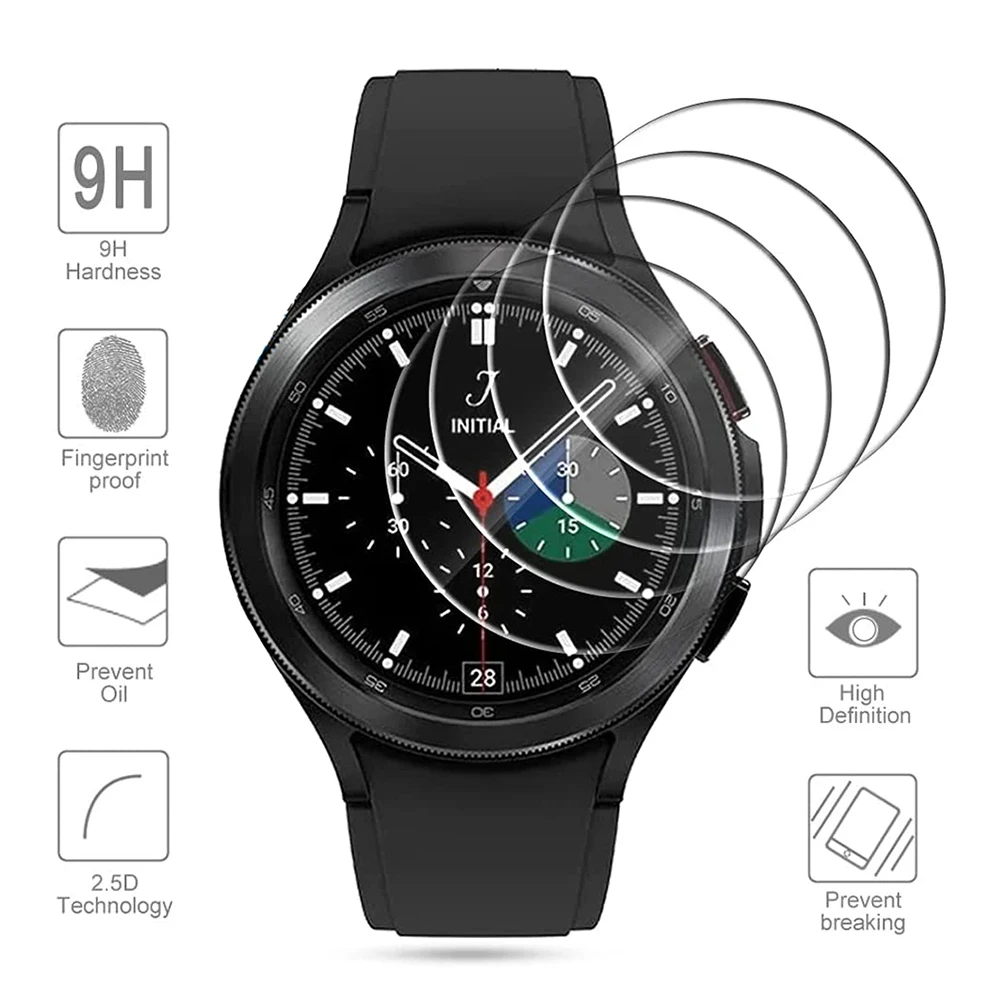 Película de vidrio templado para Samsung Galaxy Watch 4 Classic, Protector de pantalla transparente de 42mm y 46mm, 40mm y 44mm, 4 unidades - imagen 2