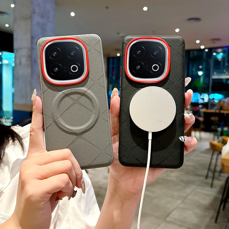 Para VIVO iQOO 13 funda magnética ELVEV patrón impreso anticaída cuero PU duro PC cubierta de teléfono con succión - imagen 2