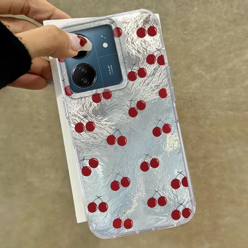 Para Xiaomi Poco X3 X5 M6 M2 Pro X6 M5S C61 C65 funda de teléfono lindo estampado de cereza patrón de vórtice funda protectora Simple de moda - imagen 2